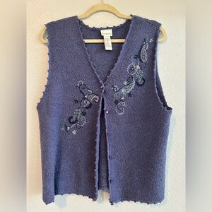 VINTAGE Koret Paisley Embroidered Sweater Vest